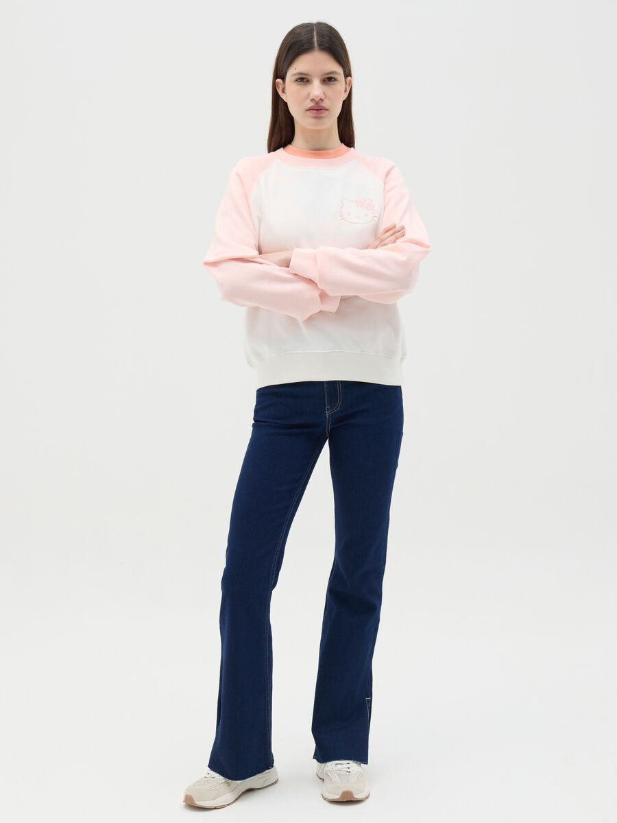 White and pink sweatshirt in French terry with Hello Kitty embroidery_1
