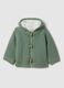 Baby Green Hooded Jacket in Pure Cotton Regular Fit_0