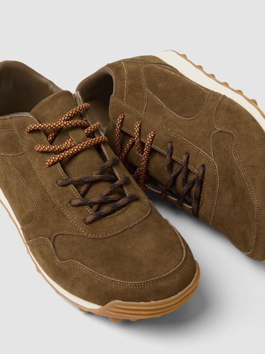 Sneakers marroni in vera pelle con lacci_2