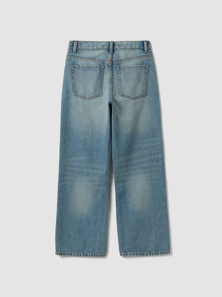 Light blue pure cotton straight-fit jeans_5