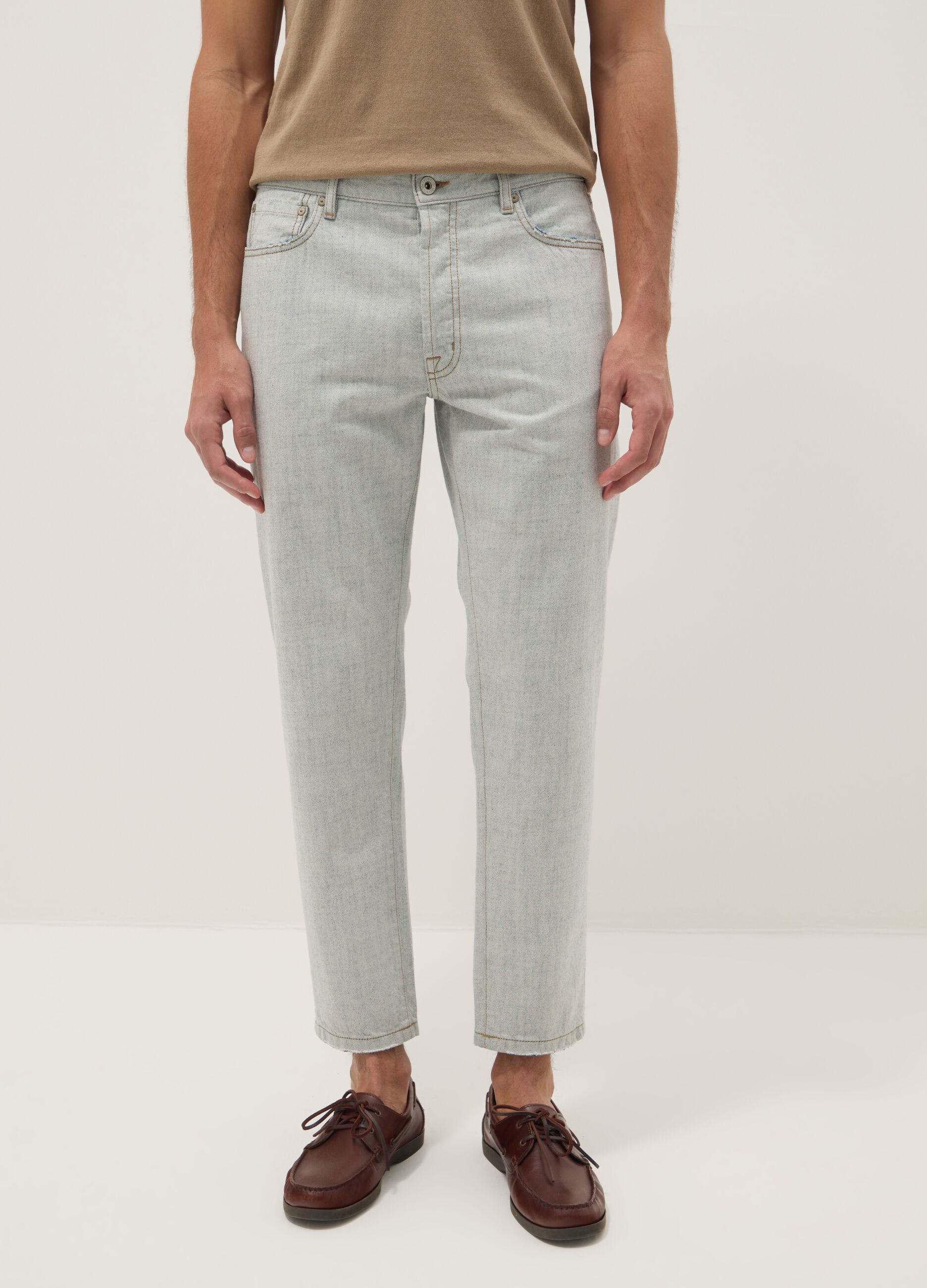 Light Blue Pure Cotton Relaxed-Fit Denim Jeans