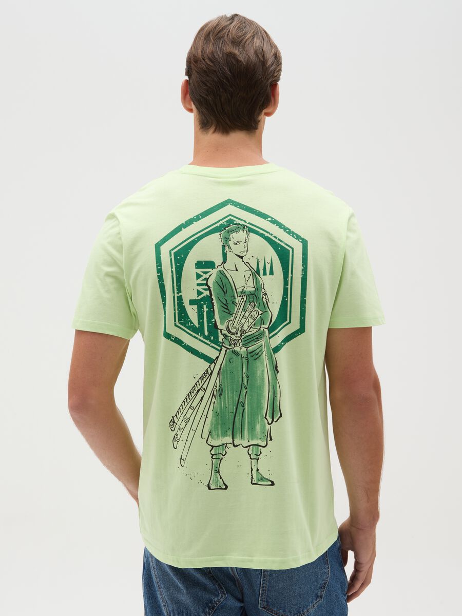 Men's pure cotton green regular fit T-shirt with One Piece print_3