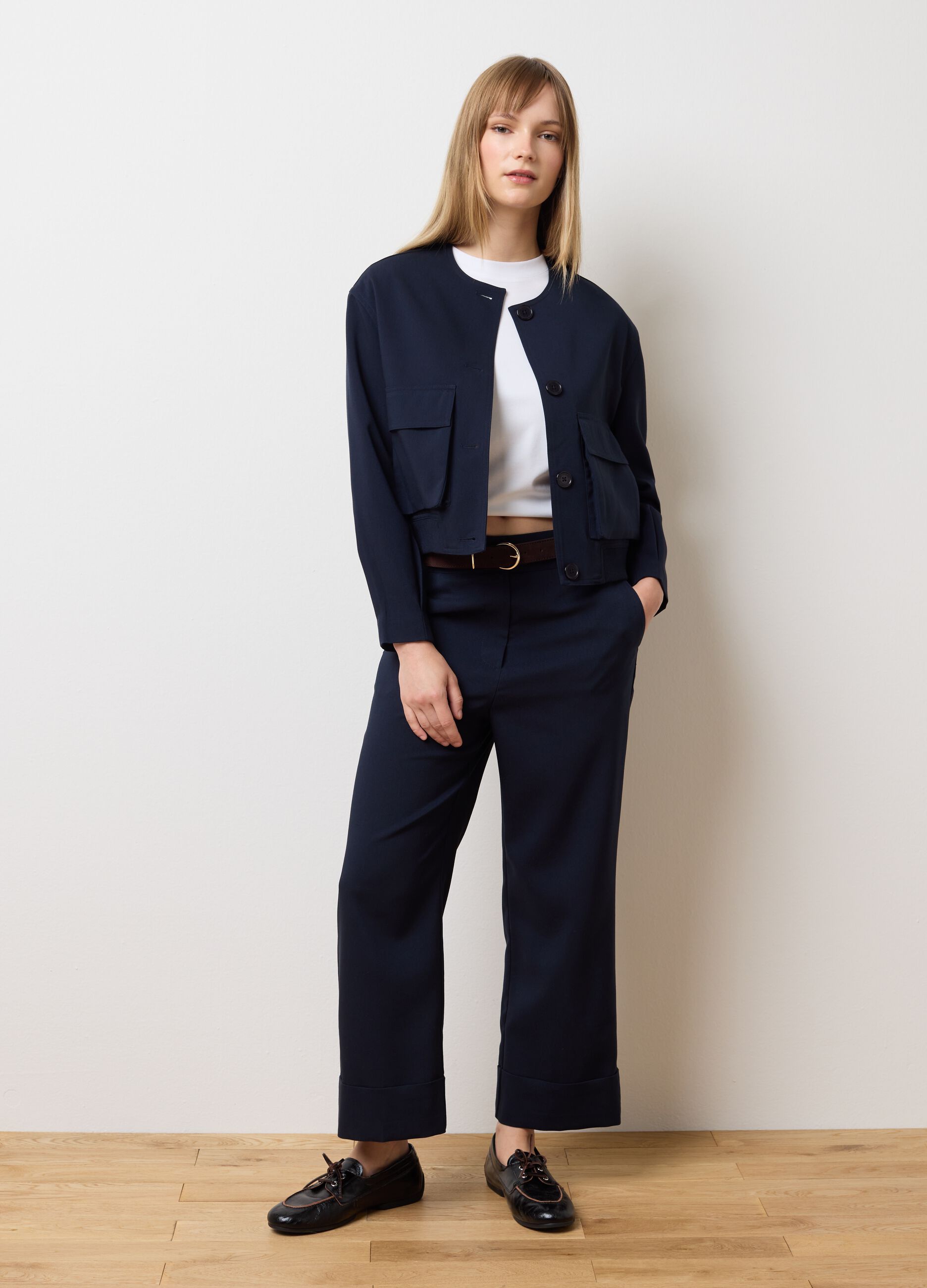 Blue blend regular fit trousers