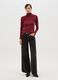 Red long sleeve turtle neck top in pure cotton regular fit_0