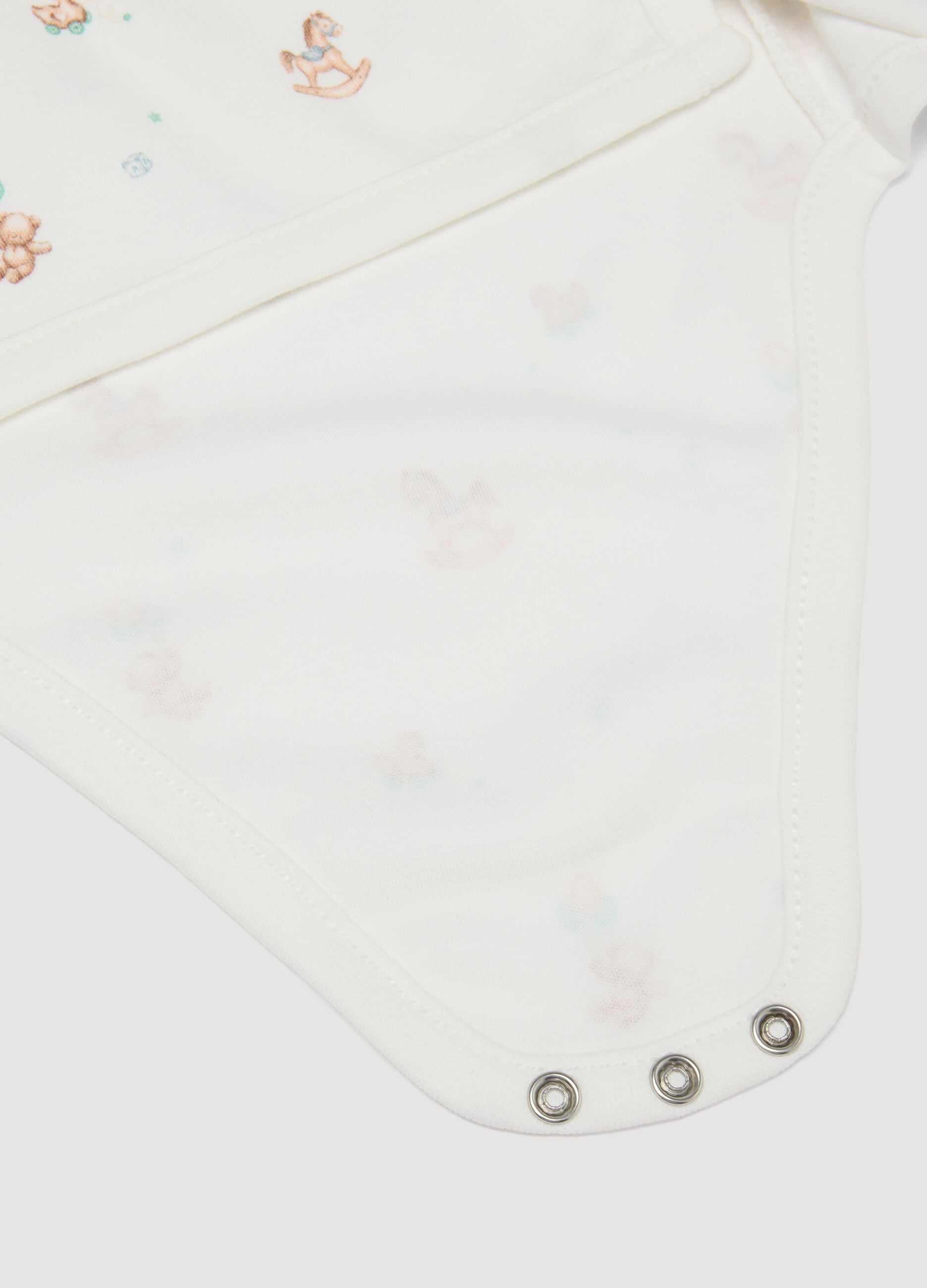 Bipack di body multicolor in puro cotone organico con stampa per neonato