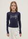 T-shirt in cotone elasticizzato blu da ragazza slim fit con stelle_0