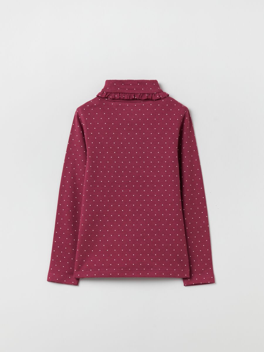 T-shirt a collo alto con stampa pois_1