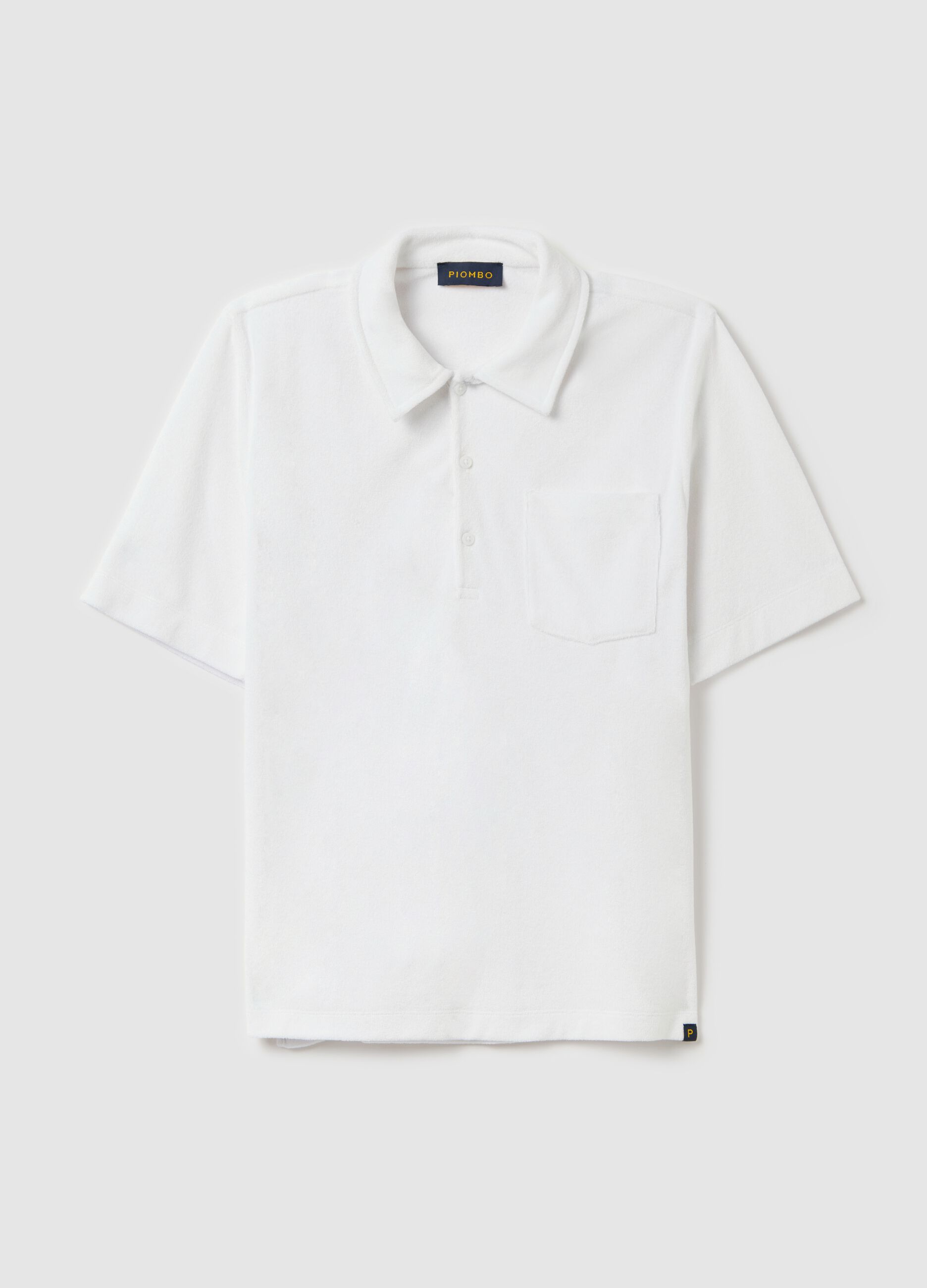 White short sleeve polo in mixed cotton
