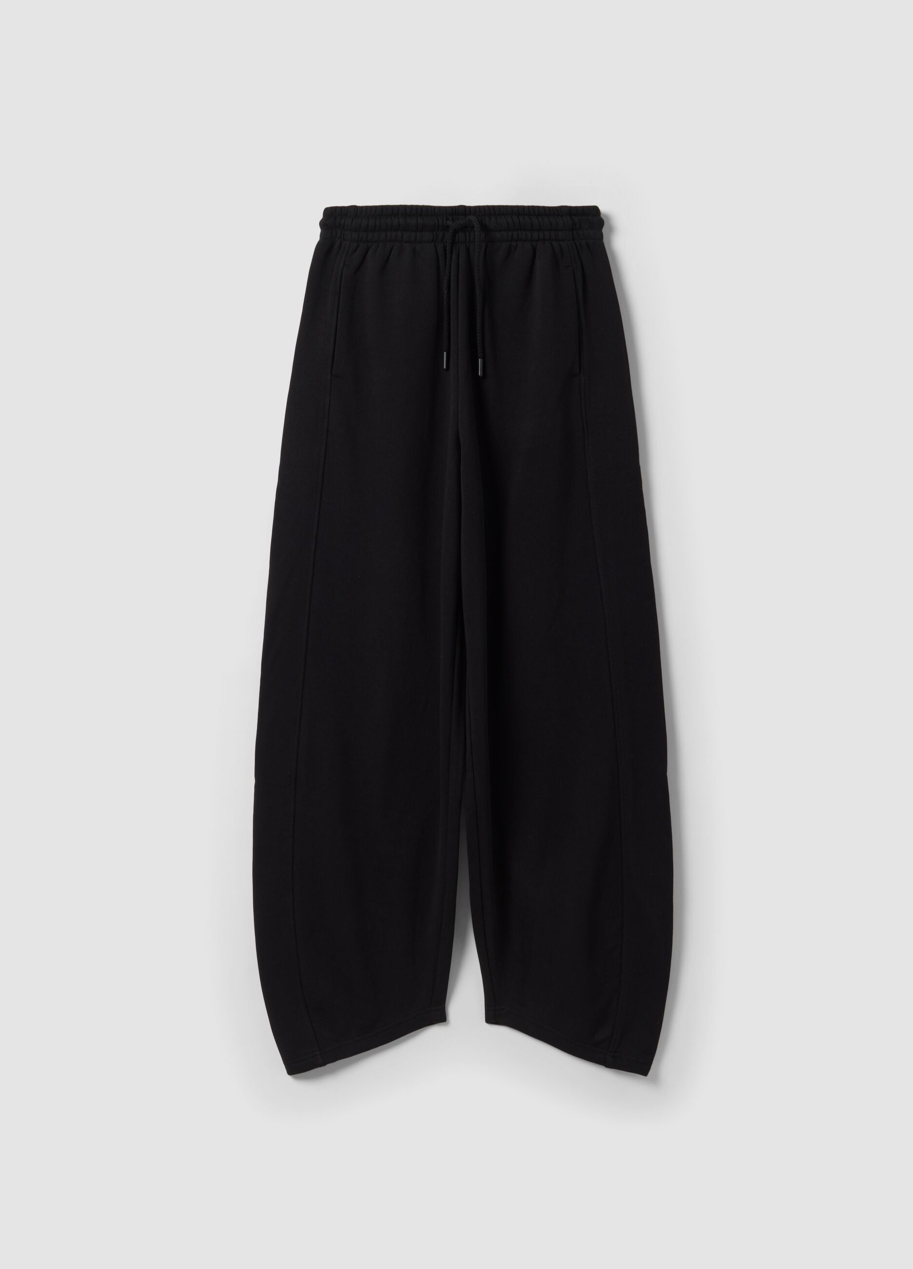 Black barrel-fit cotton-blend joggers