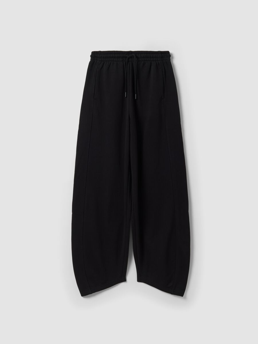 Jogger neri barrel fit in misto cotone_0