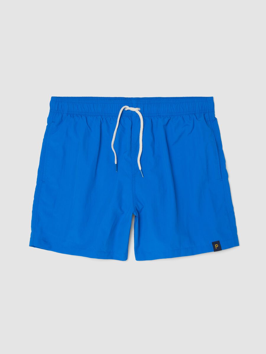 Boxer da mare blu con vita elasticizzata e coulisse_0