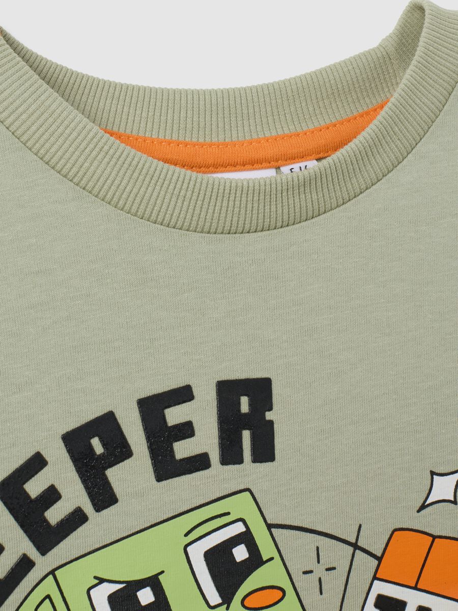 Children's Green Cotton T-shirt Regular Fit with Creeper Print_3