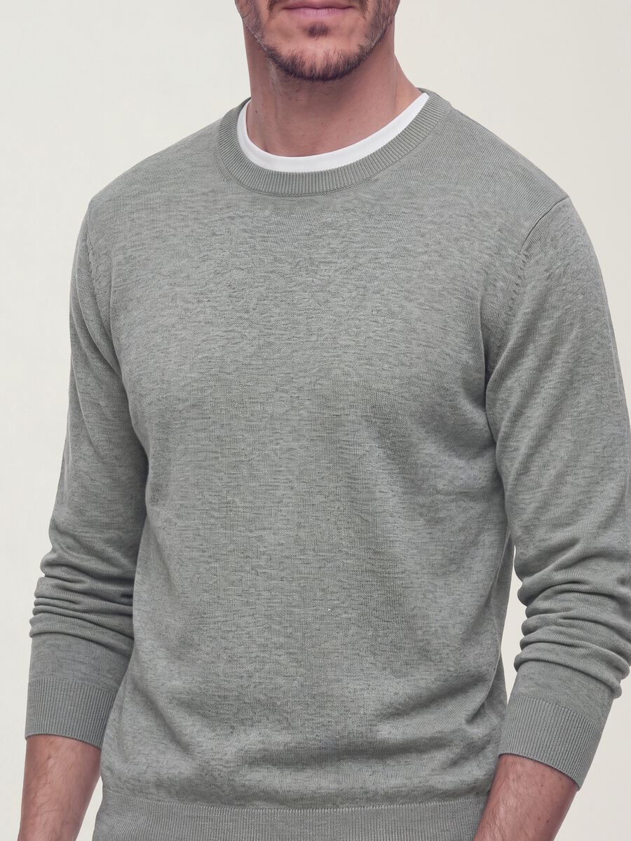 Grey crew-neck viscose-blend jumper, regular fit_2