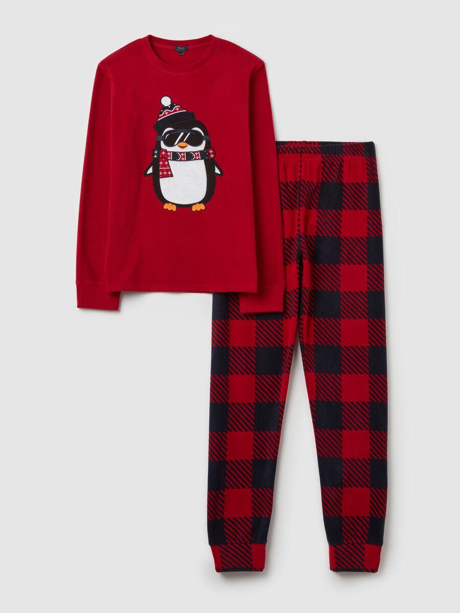 Fleece pyjamas with penguin embroidery_4