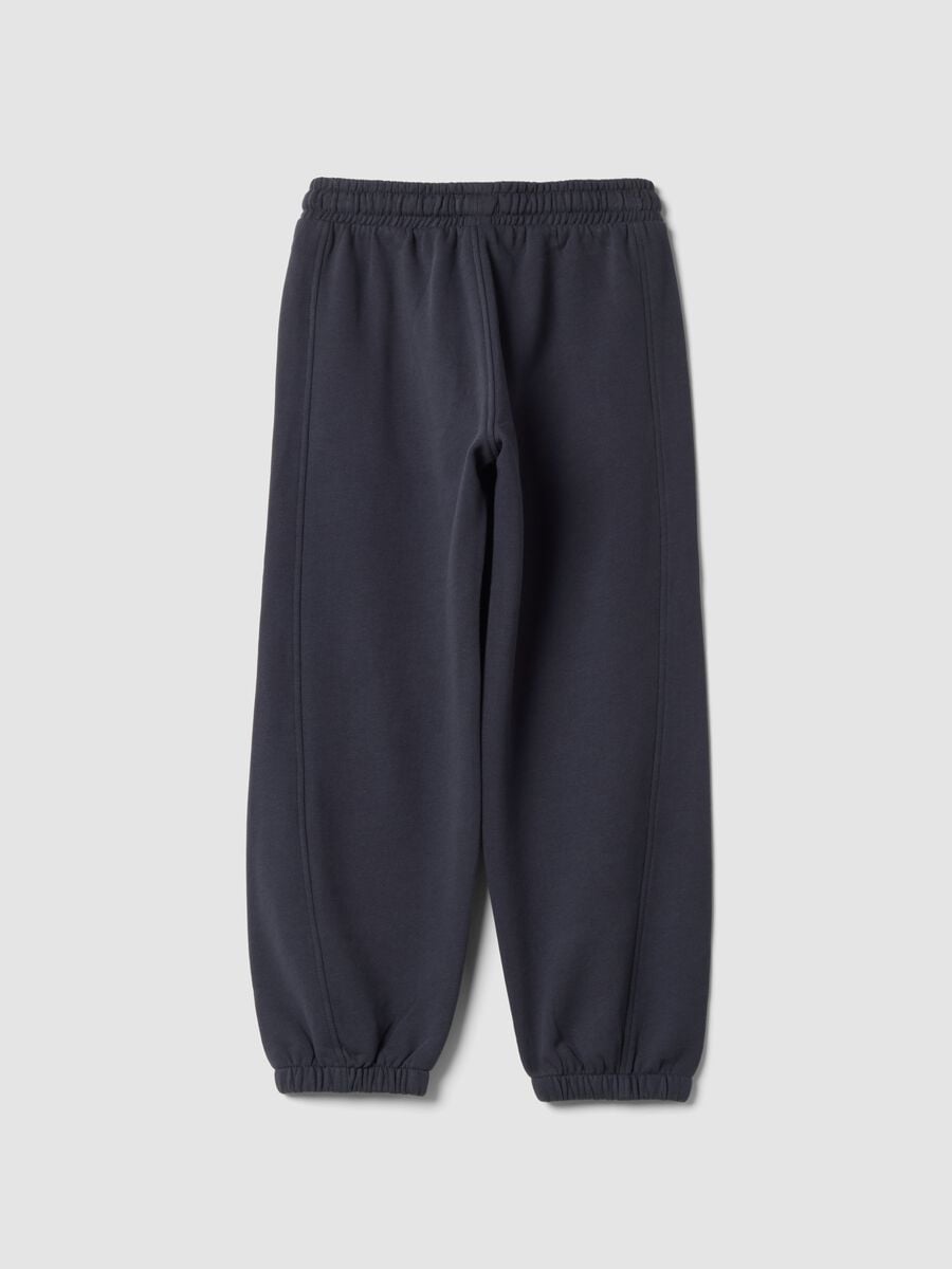 Pantaloni jogger grigi in puro cotone organico con stampa_1
