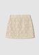Beige cotton-blend mini skirt with floral lace_4