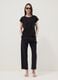 Black pure cotton T-shirt with Broderie Anglaise lace insert_1