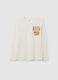 Boy's white regular fit pure cotton T-shirt_0