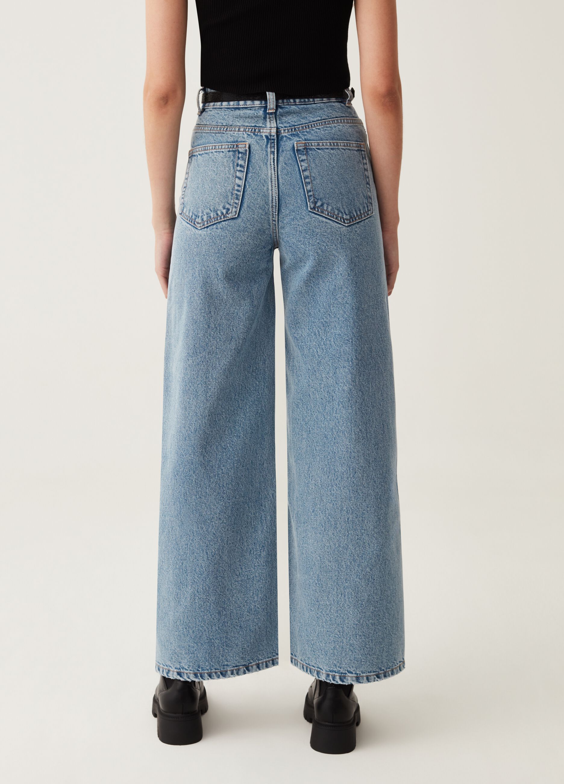 Jeans wide leg a vita alta