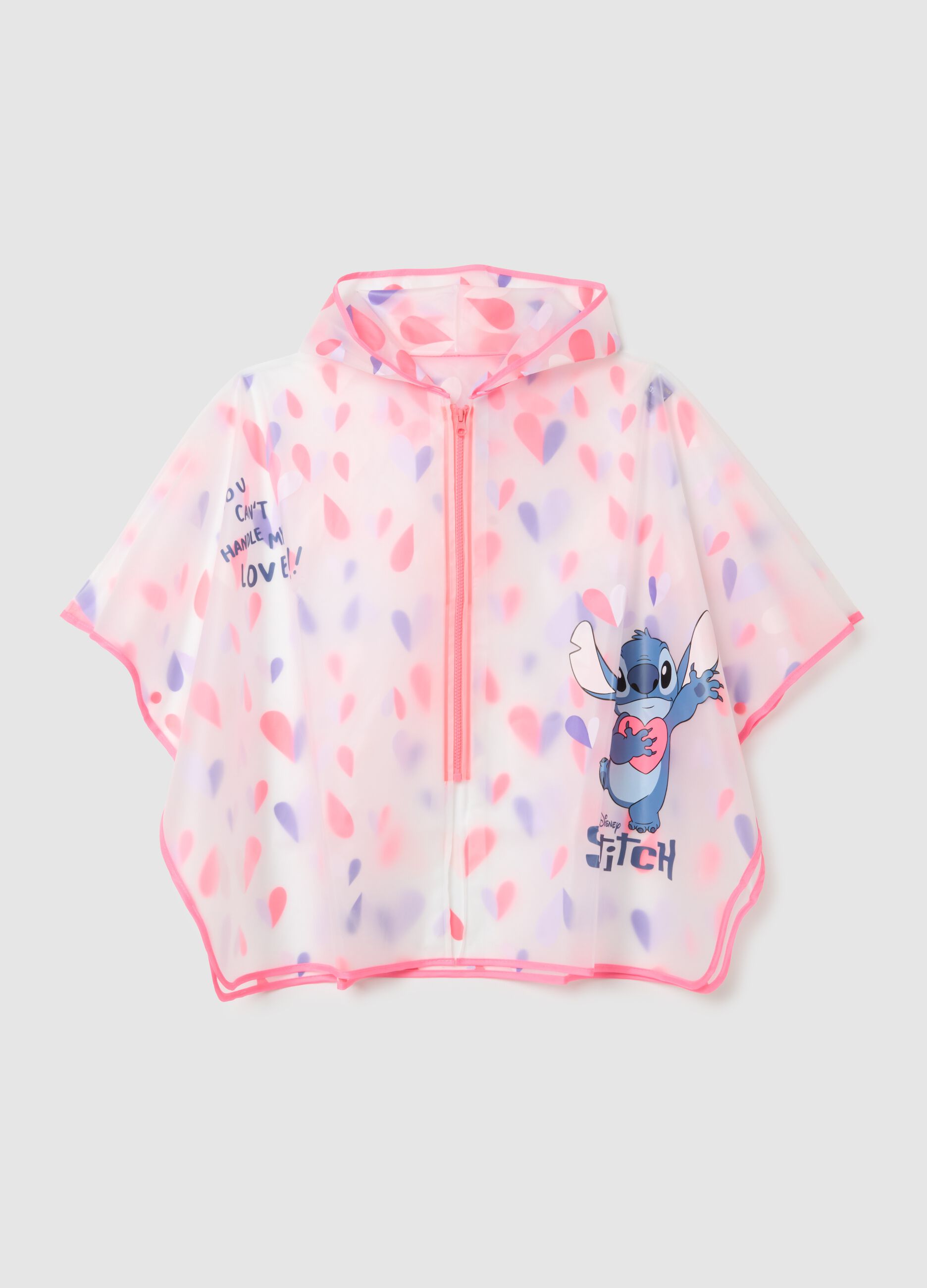 Multicoloured waterproof poncho for girls with Disney print