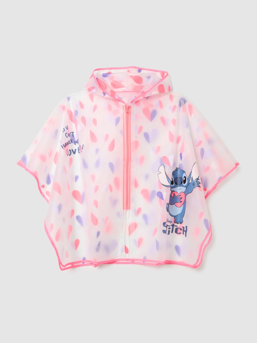 Multicoloured waterproof poncho for girls with Disney print_0