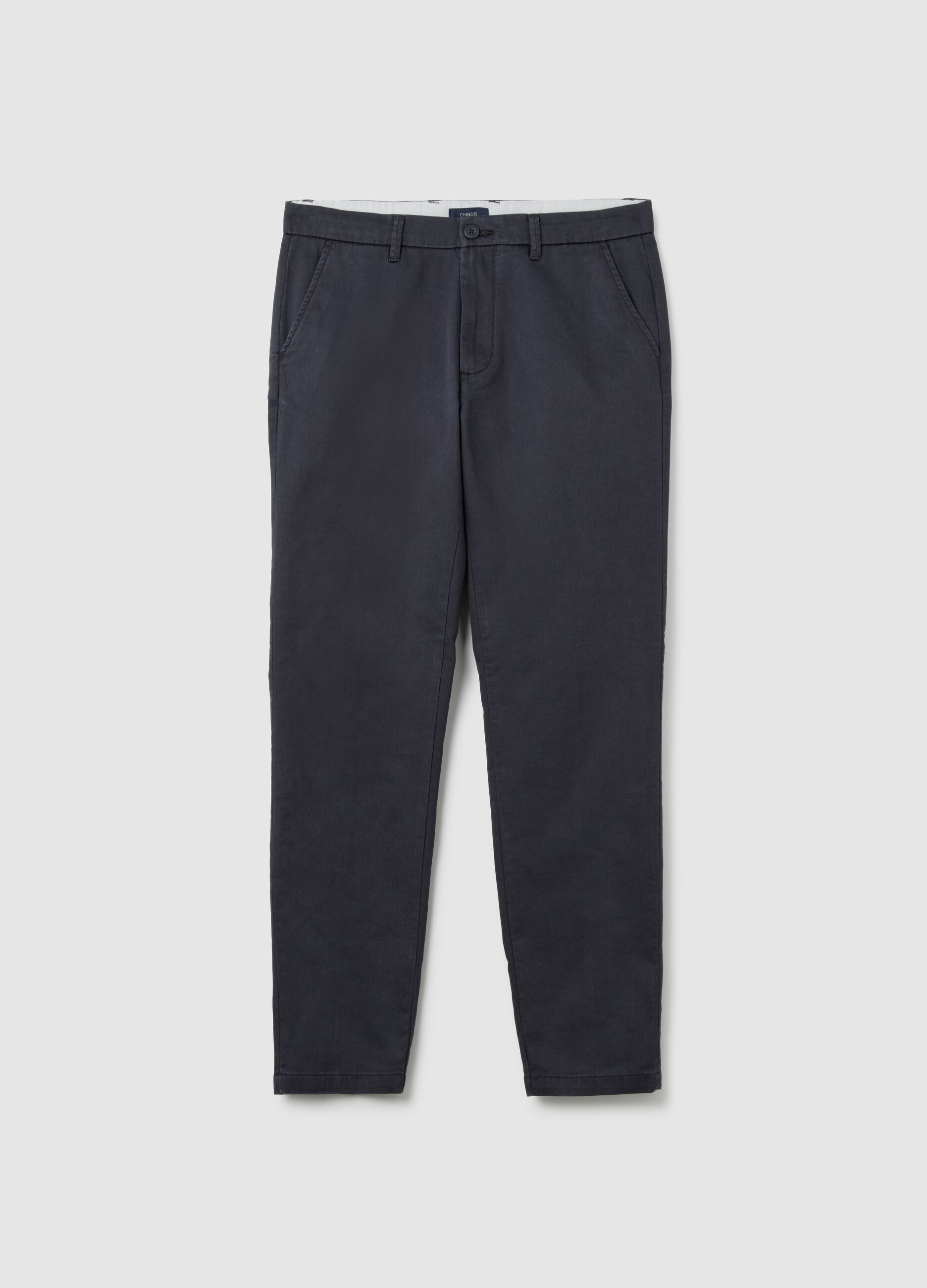 Blue slim fit cotton trousers
