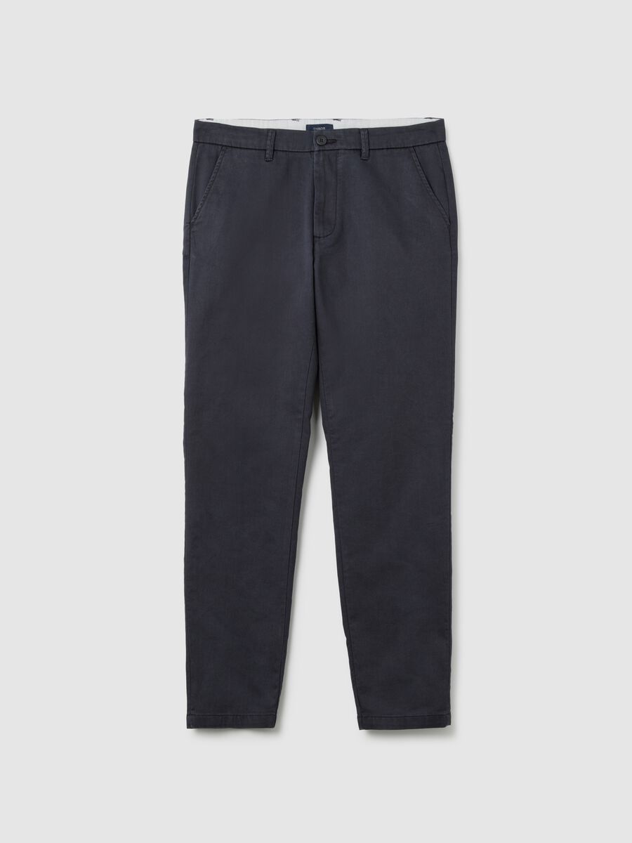 Blue slim fit cotton trousers_4