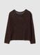 Brown regular fit viscose blend sweater with knit design_4