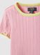 Pink elastic cotton girl's t-shirt, regular fit, with patch_2