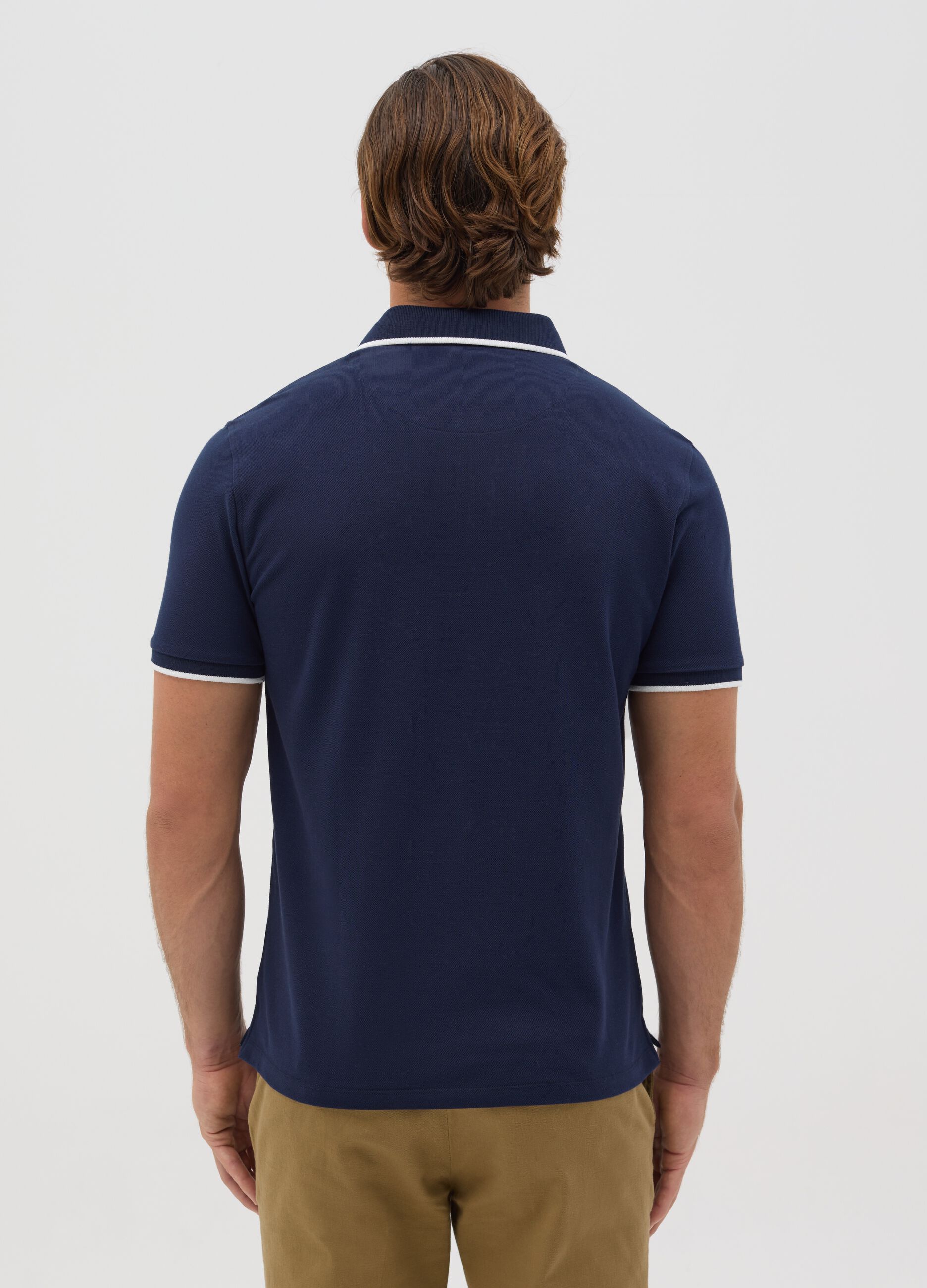 Polo a maniche corte blu in cotone