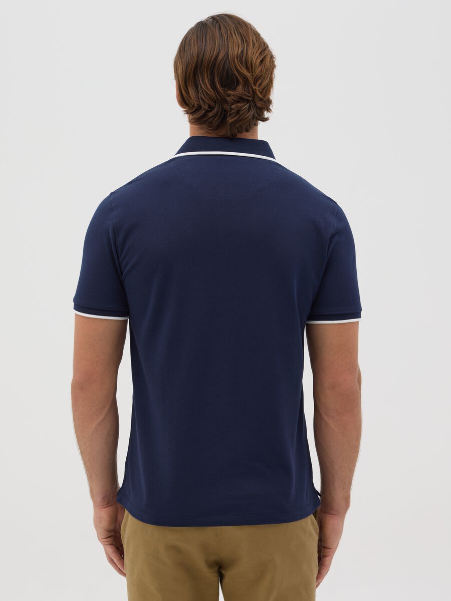 Blue polo shirt with short sleeves in cotton_2