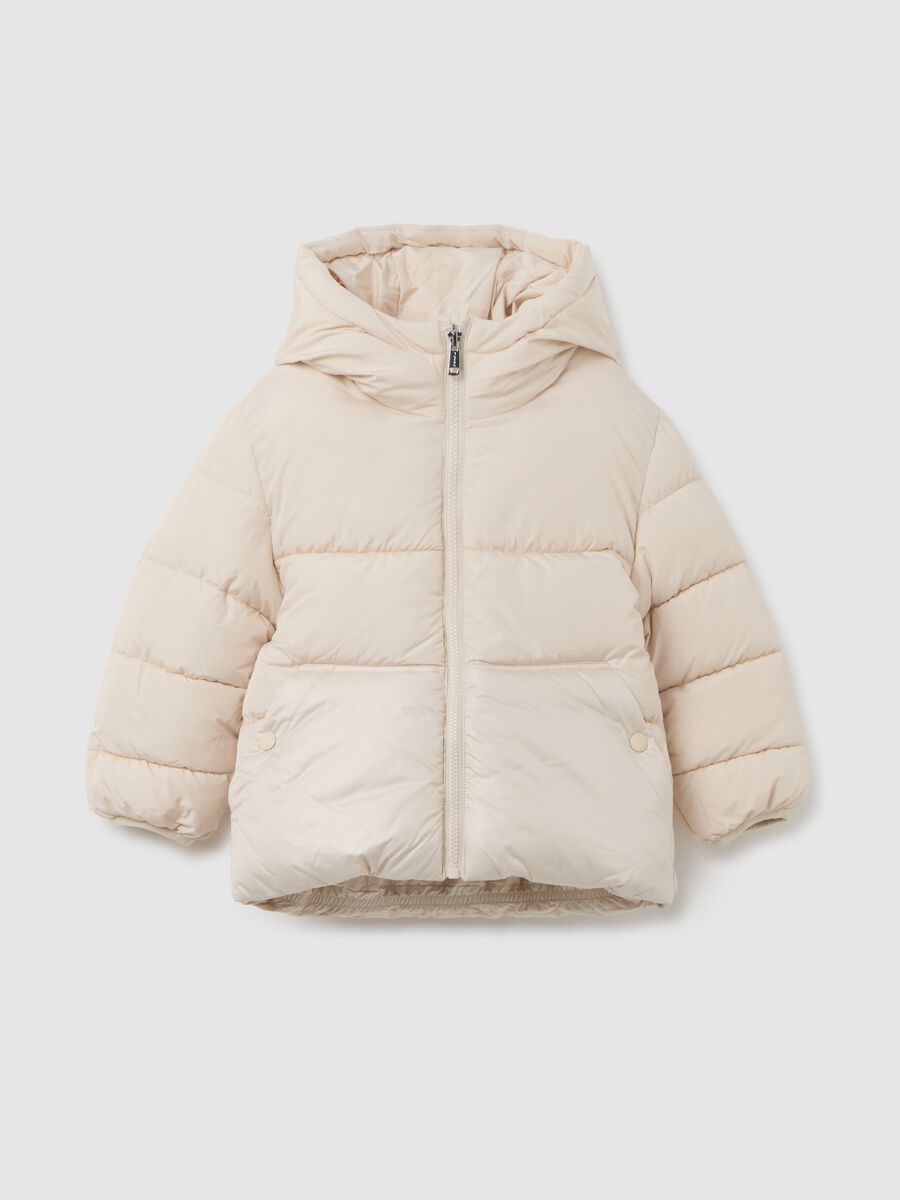 Giacca imbottita beige da bambino con zip_3