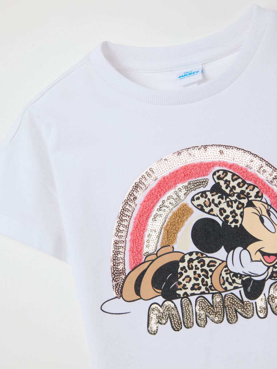 Girls' white stretch cotton t-shirt with print_3