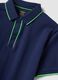 Blue short-sleeved polo in stretch cotton_1