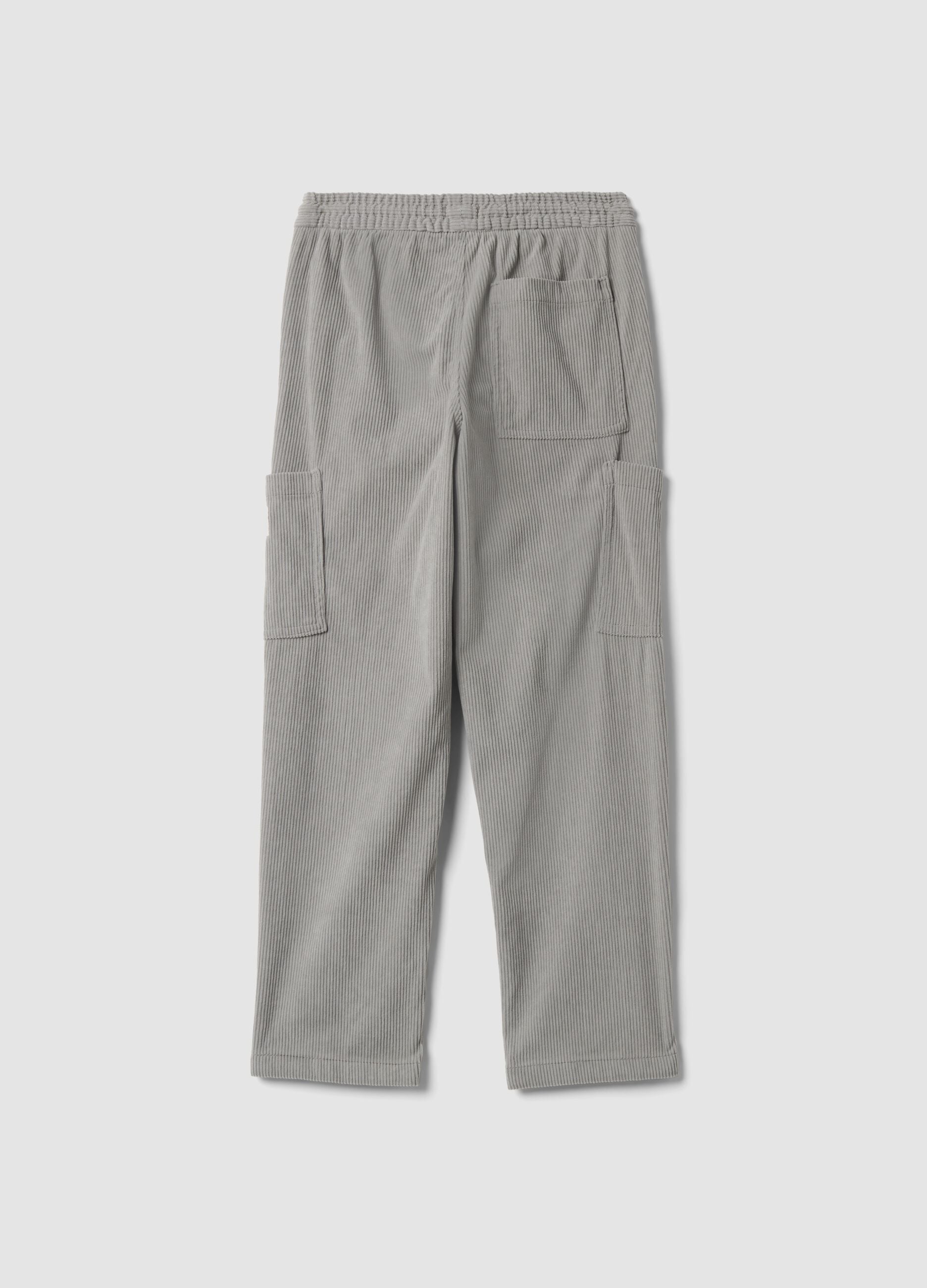 Pantaloni cargo grigi comfort fit con vita elasticizzata