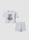 Grey cotton-blend set with T-shirt and shorts_0