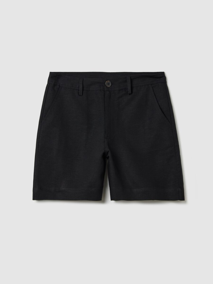Black Bermuda shorts in linen and viscose_4