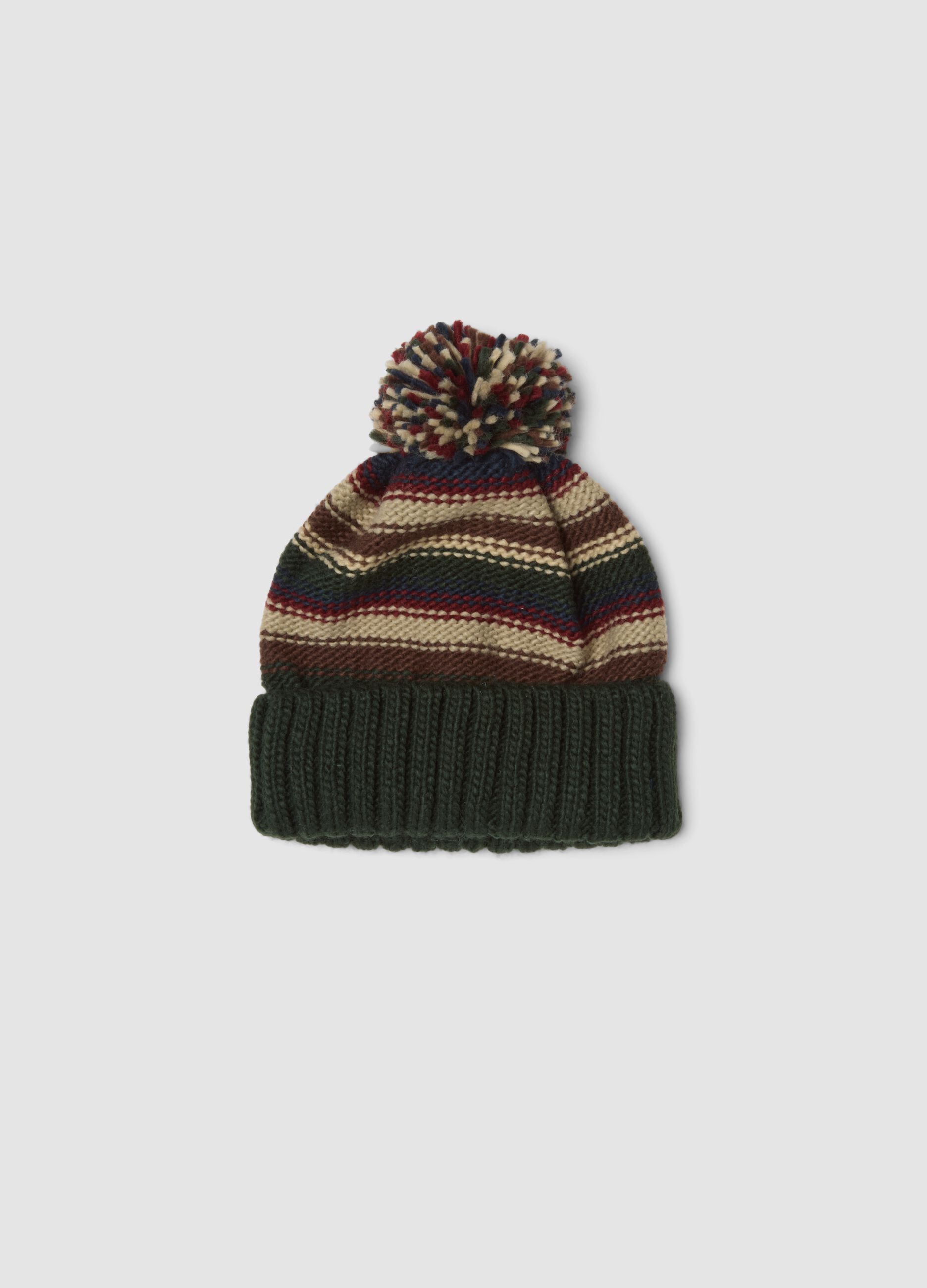 Berretto multicolor con pon pon