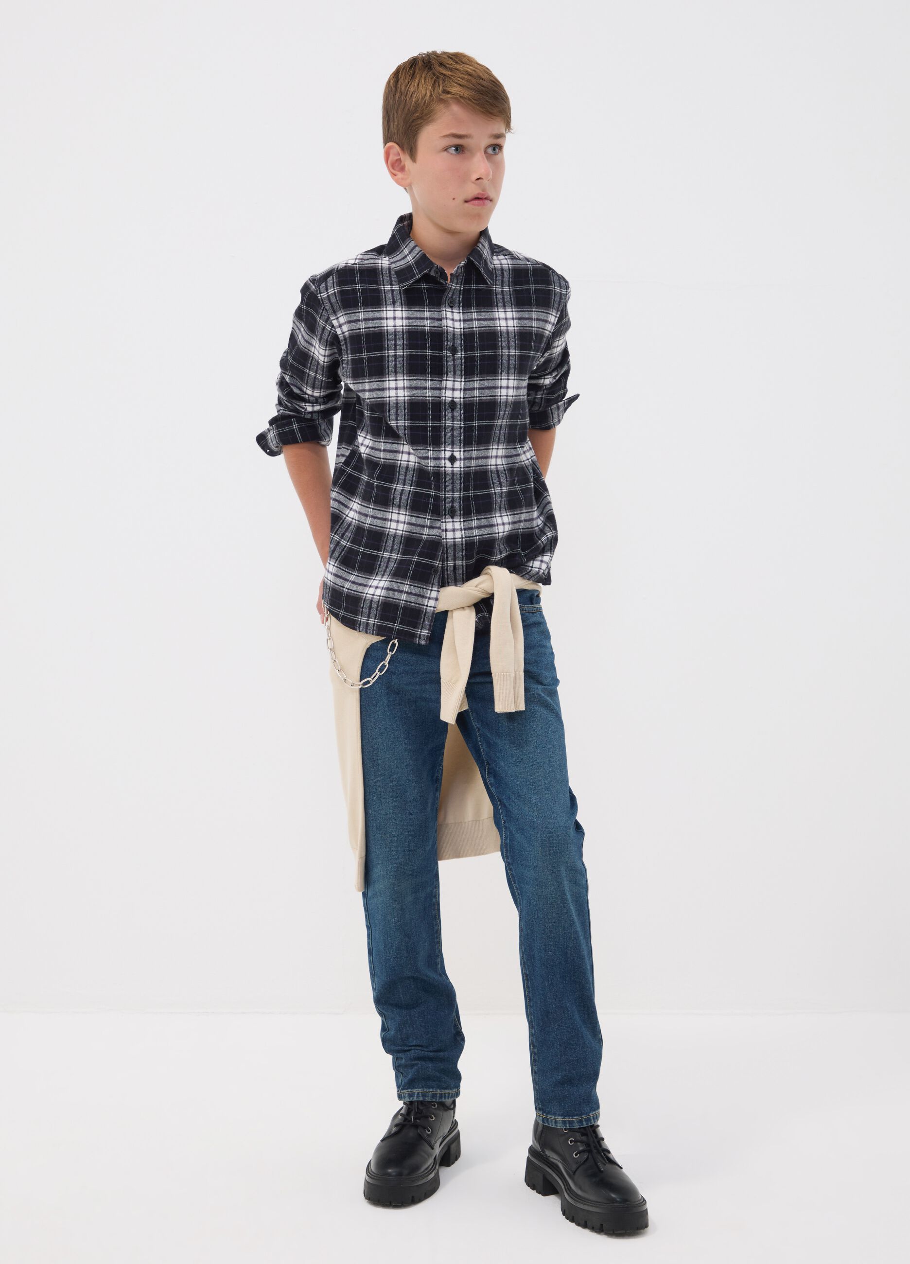 Blue pure cotton regular-fit jeans for boys