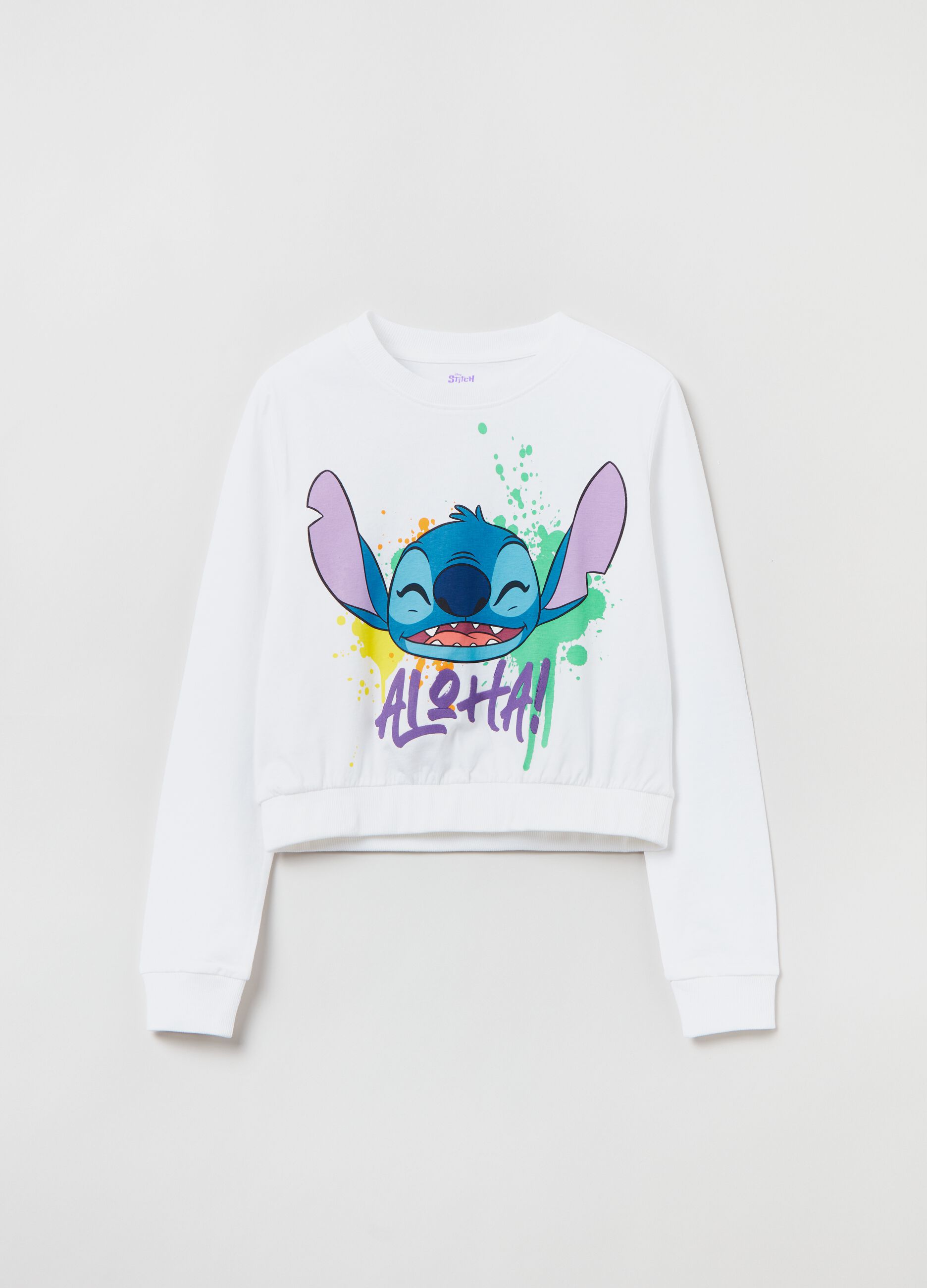 T-shirt a maniche lunghe stampa Stitch_0
