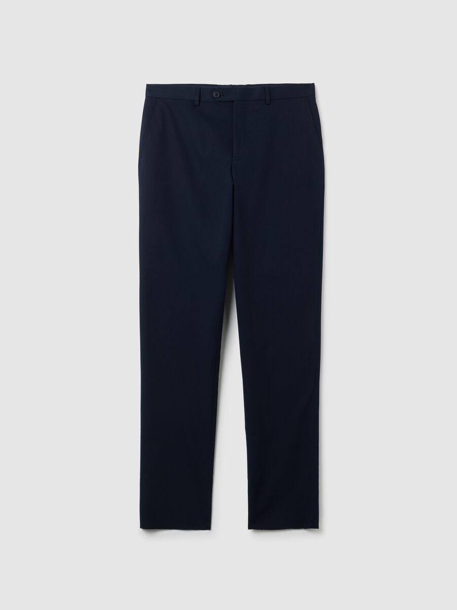 Regular Fit Blue Mixed Trousers_4