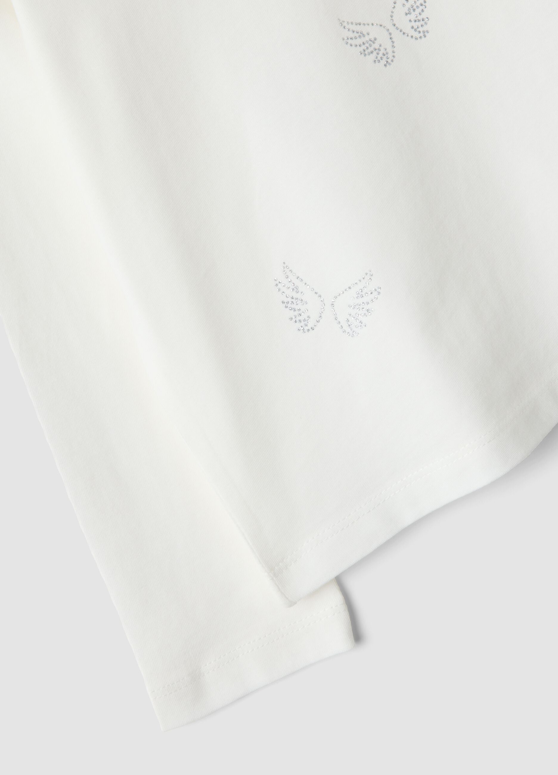 White pure organic cotton T-shirt with butterfly print for girls