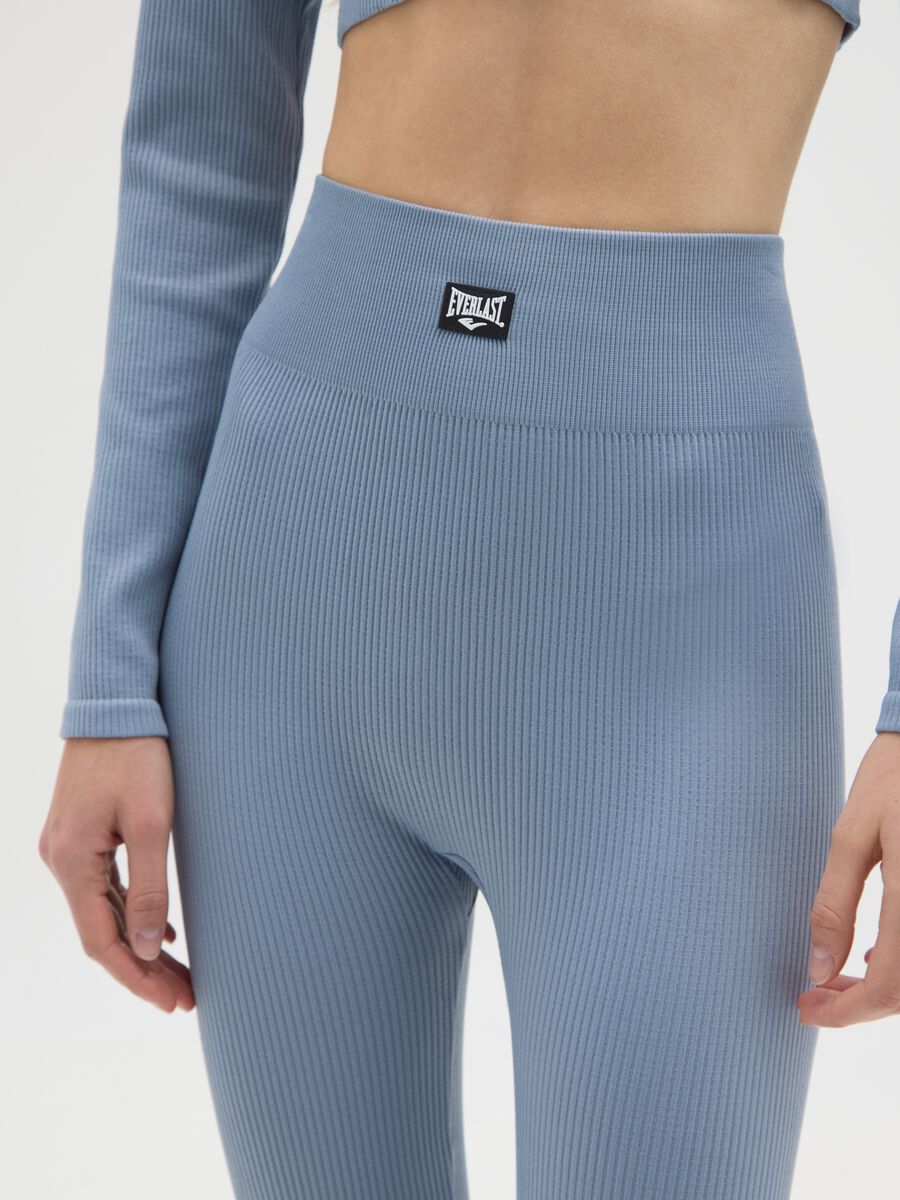 Leggings lunghi blu regular fit con logo Everlast_3