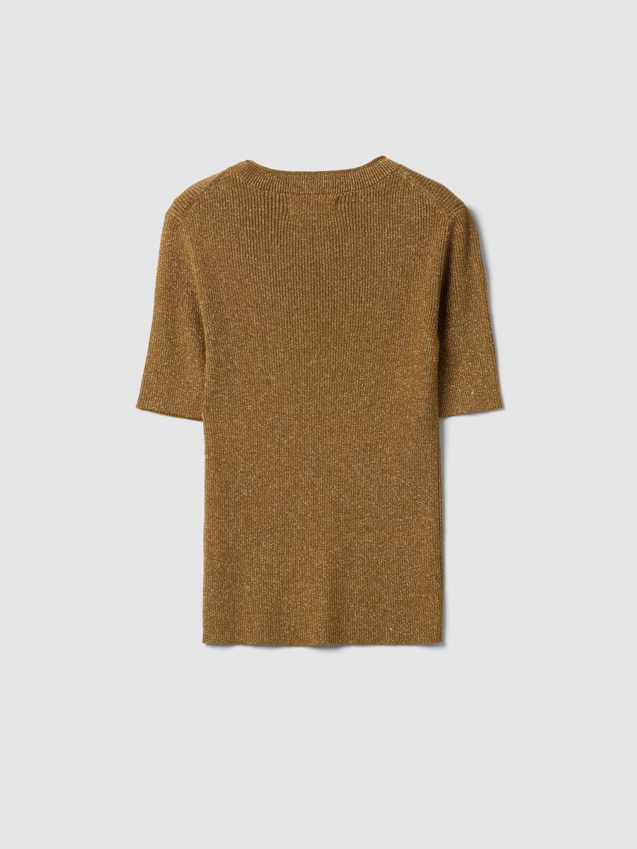 Brown fitted rib-knit viscose blend top_5
