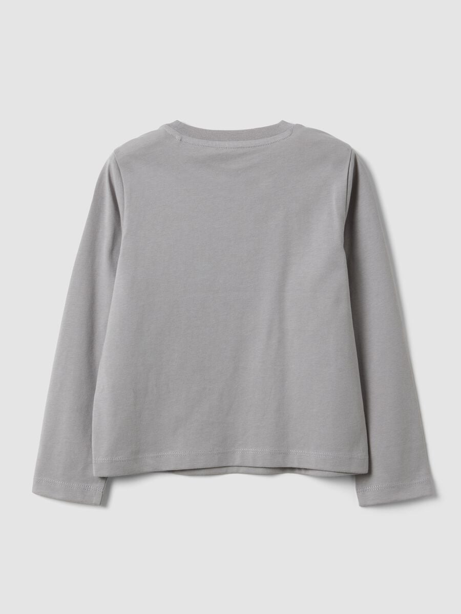 Girls&rsquo; grey organic cotton T-shirt with front print, regular fit_1