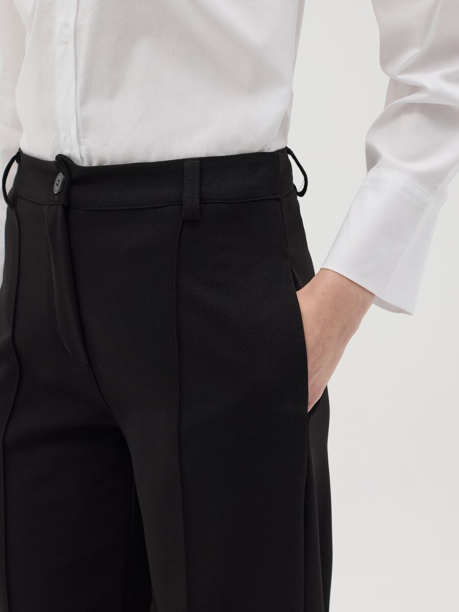Black palazzo trousers with pockets_3
