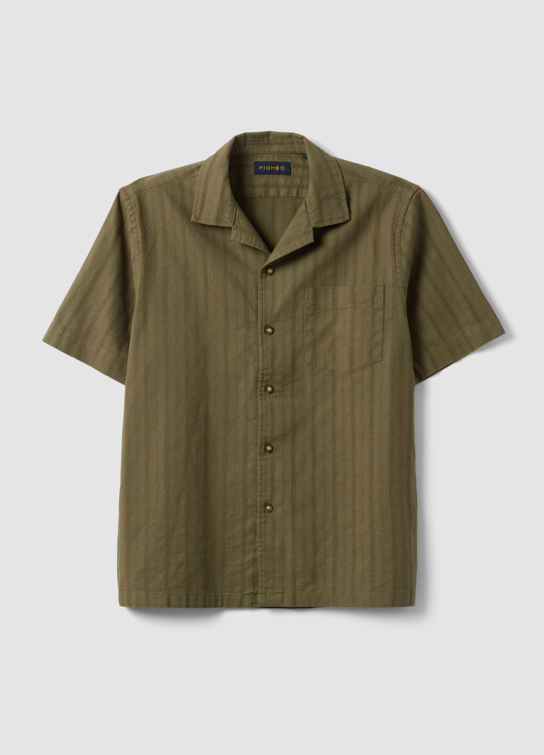 Green organic cotton bowling-collar shirt
