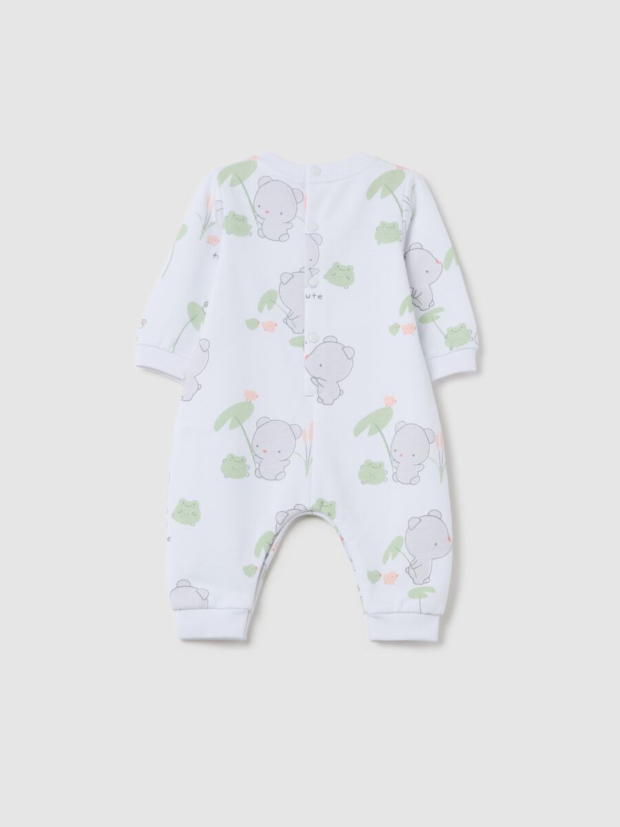 Cotton onesie with teddy bear print_1