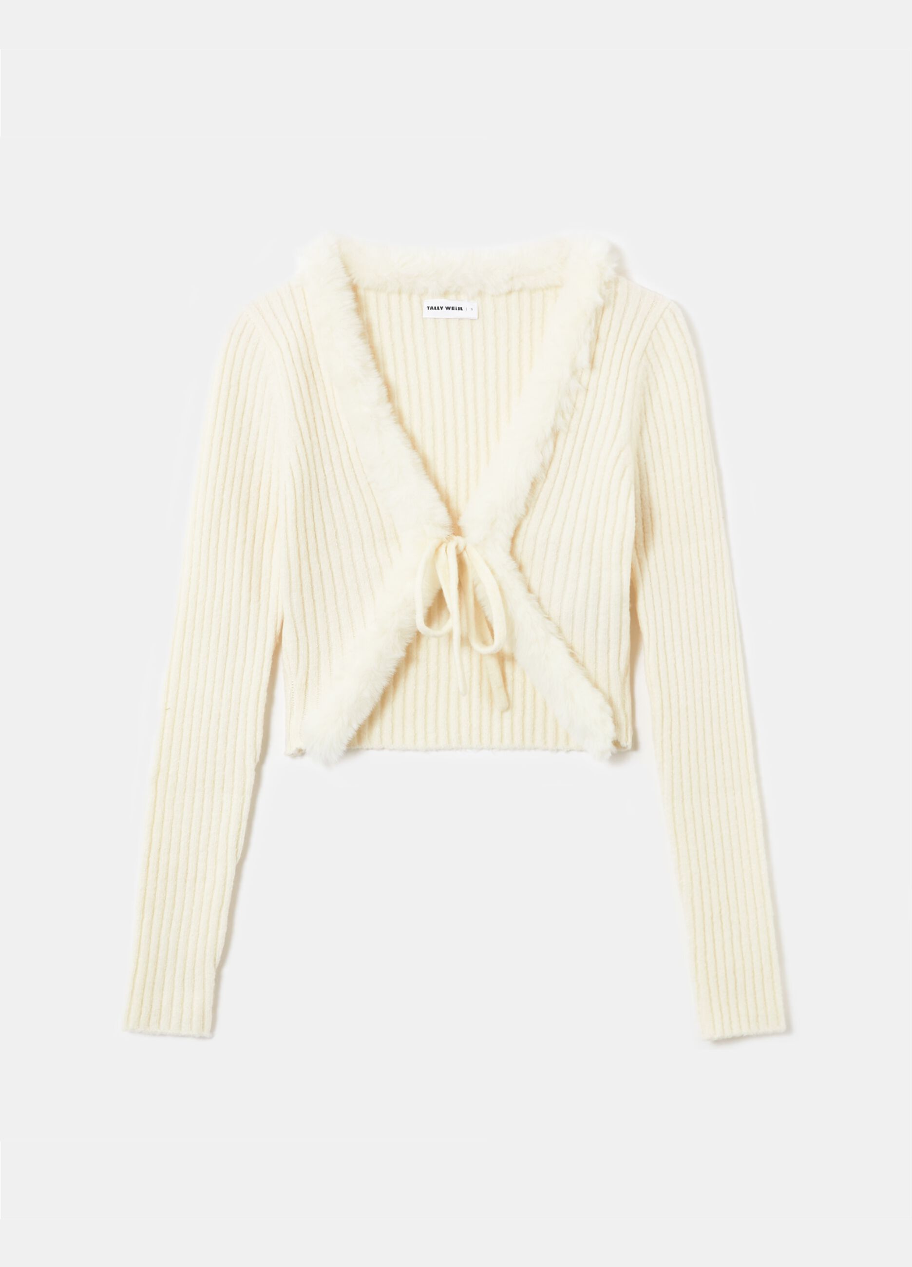 Cardigan cropped con fiocco_3
