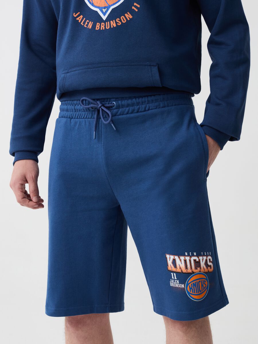 Fleece Bermuda shorts with NBA New York Knicks print_1